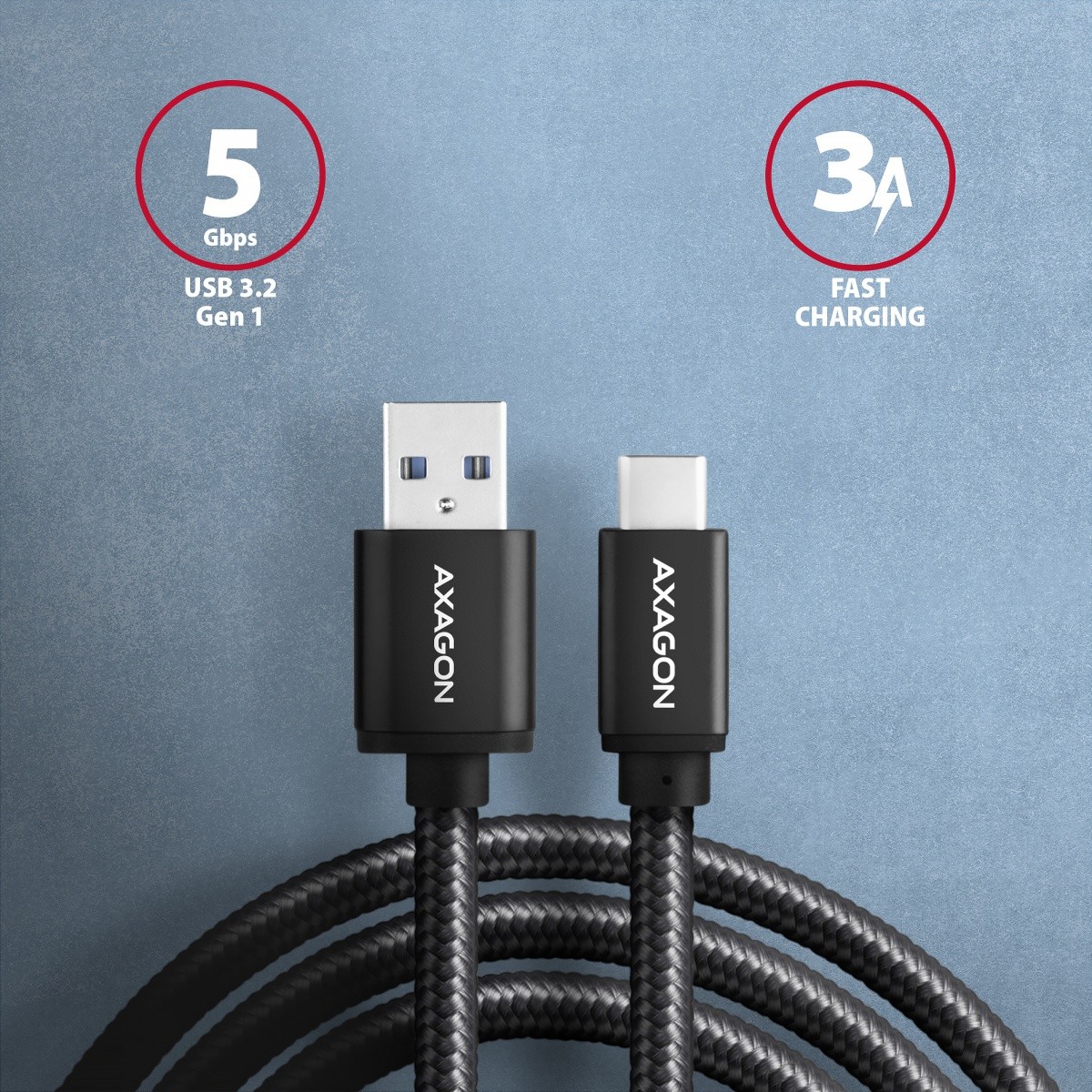 USB-C / USB-A kabel UGREEN BUCM3-AM20AB, 2m, 3A, ALU 2