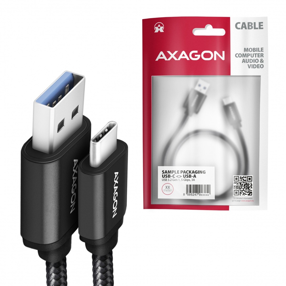 USB-C / USB-A kabel UGREEN BUCM3-AM20AB, 2m, 3A, ALU 6