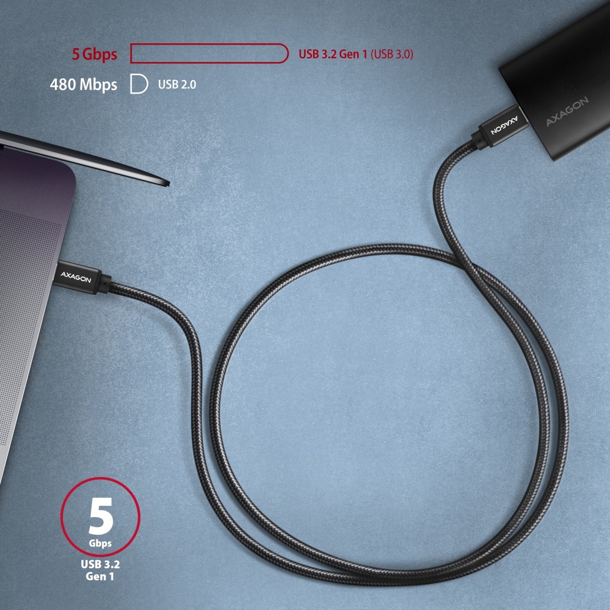 USB-C kabel BUCM3-CM20AB, 3.2 Gen 1, 2m, PD 60W, 3A, ALU oplet, črn 6