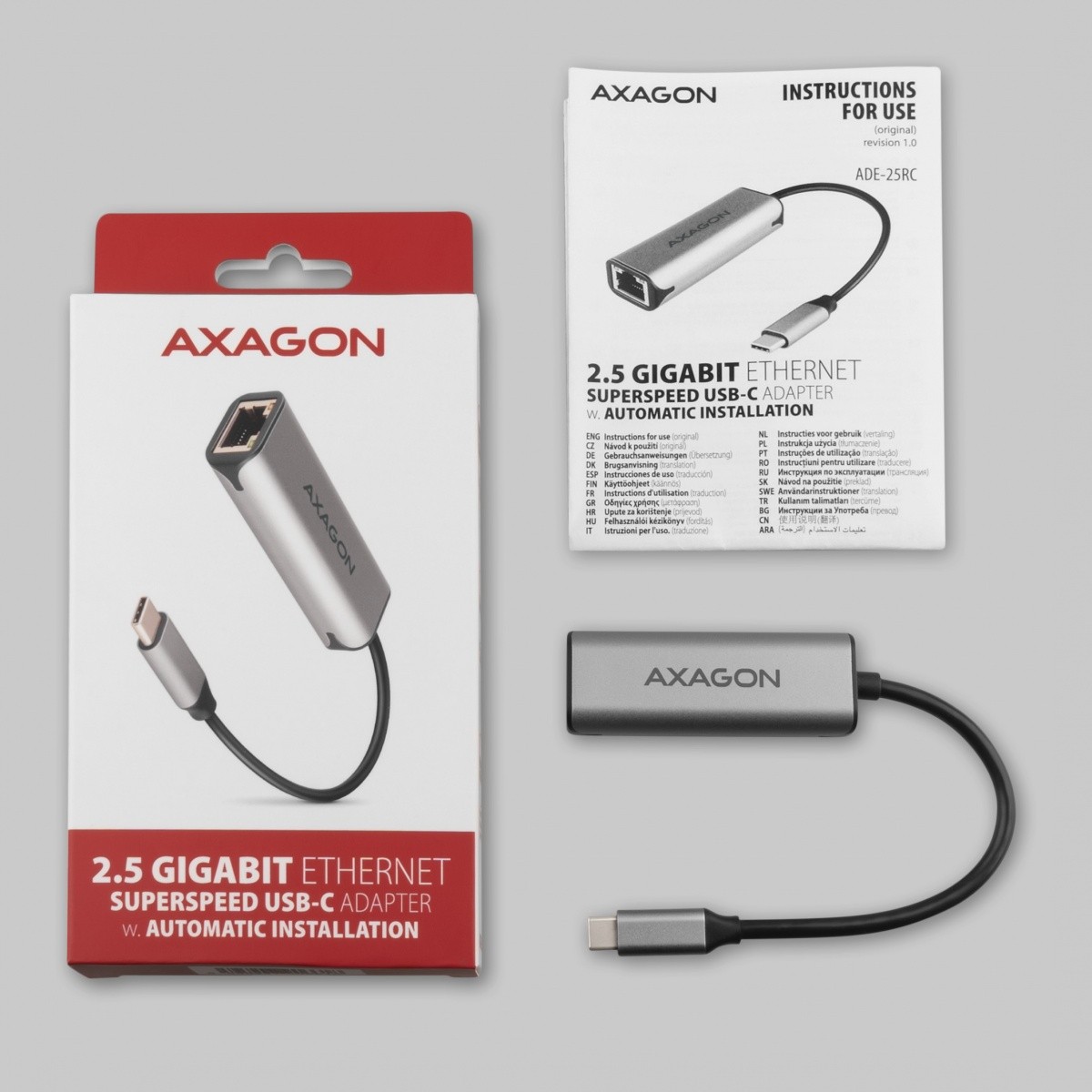 Mrežna kartica 2.5Gbps Ethernet ADE-25RC, USB-C 3.2 Gen 1, siva 6