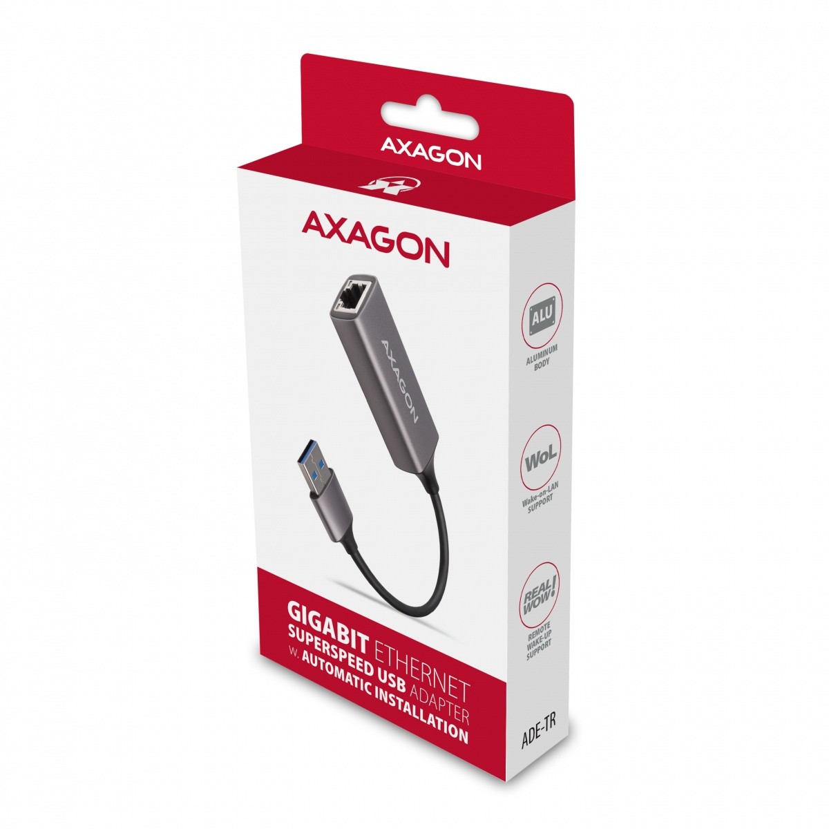 Gigabit Ethernet adapter ADE-TR, USB-A 3.2 Gen 1, ALU, titan siva 2