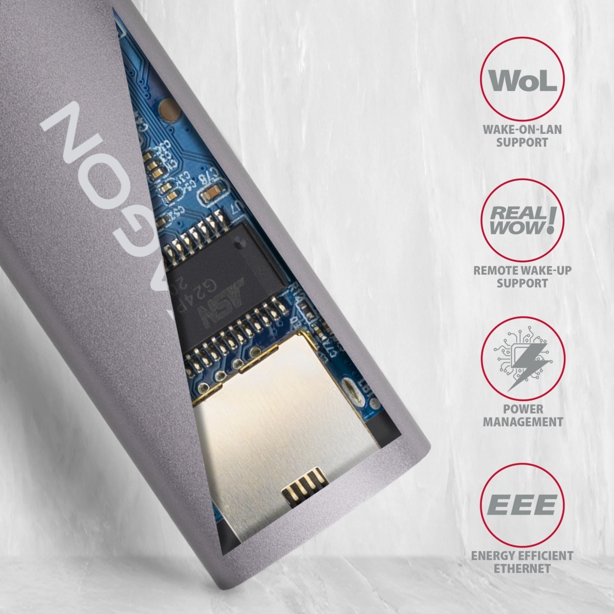 Gigabit Ethernet adapter ADE-TR, USB-A 3.2 Gen 1, ALU, titan siva 6