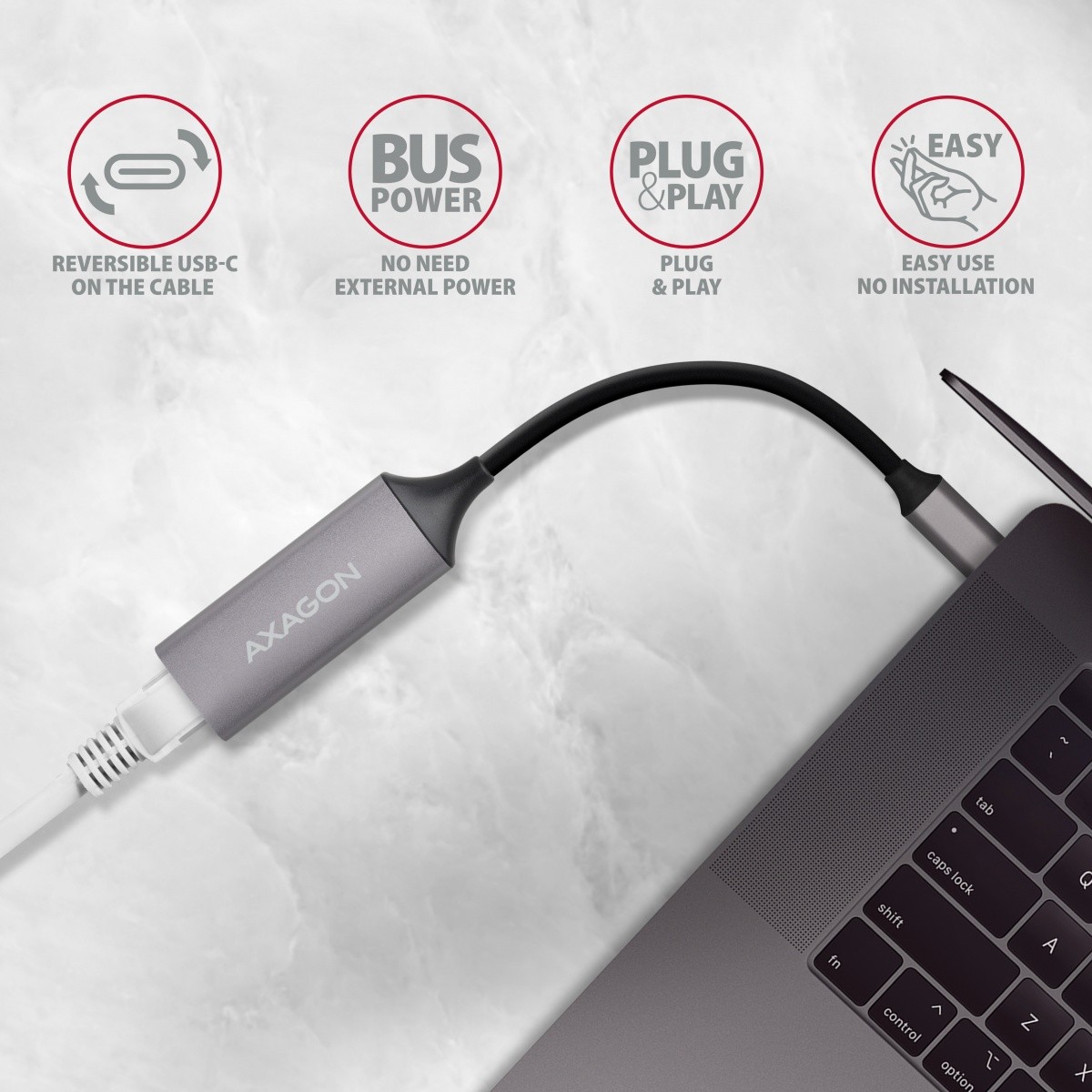 Gigabit Ethernet adapter ADE-TRC, USB-C 3.2 Gen 1, ALU, titan siva 4