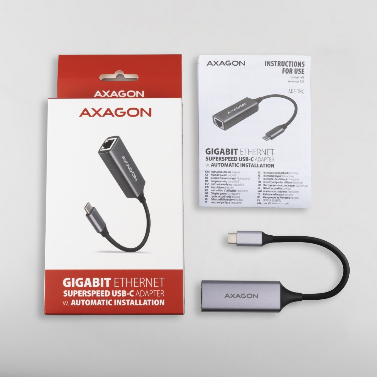 Gigabit Ethernet adapter ADE-TRC, USB-C 3.2 Gen 1, ALU, titan siva 7