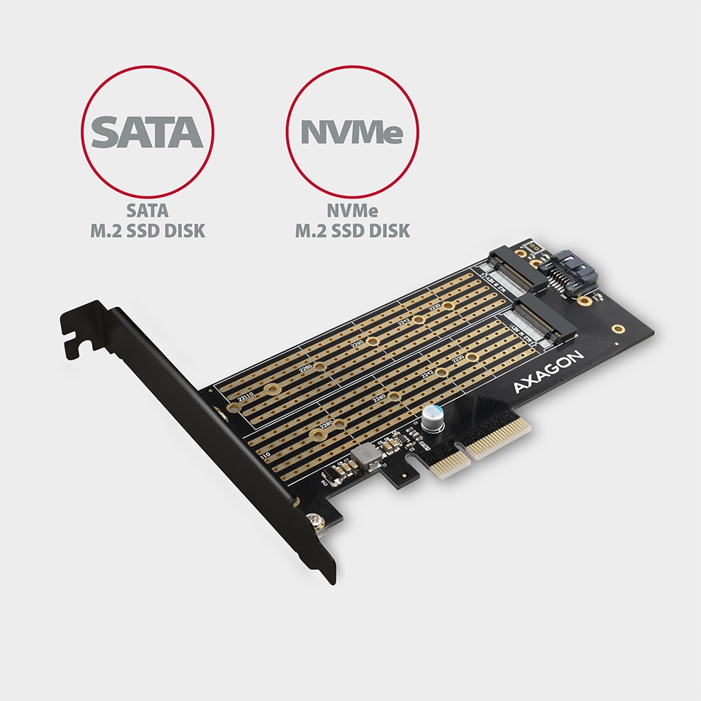 Notranji adapter PCIe x4 PCEM2-D za 1x M.2 NVMe + 1x SATA B-key 2