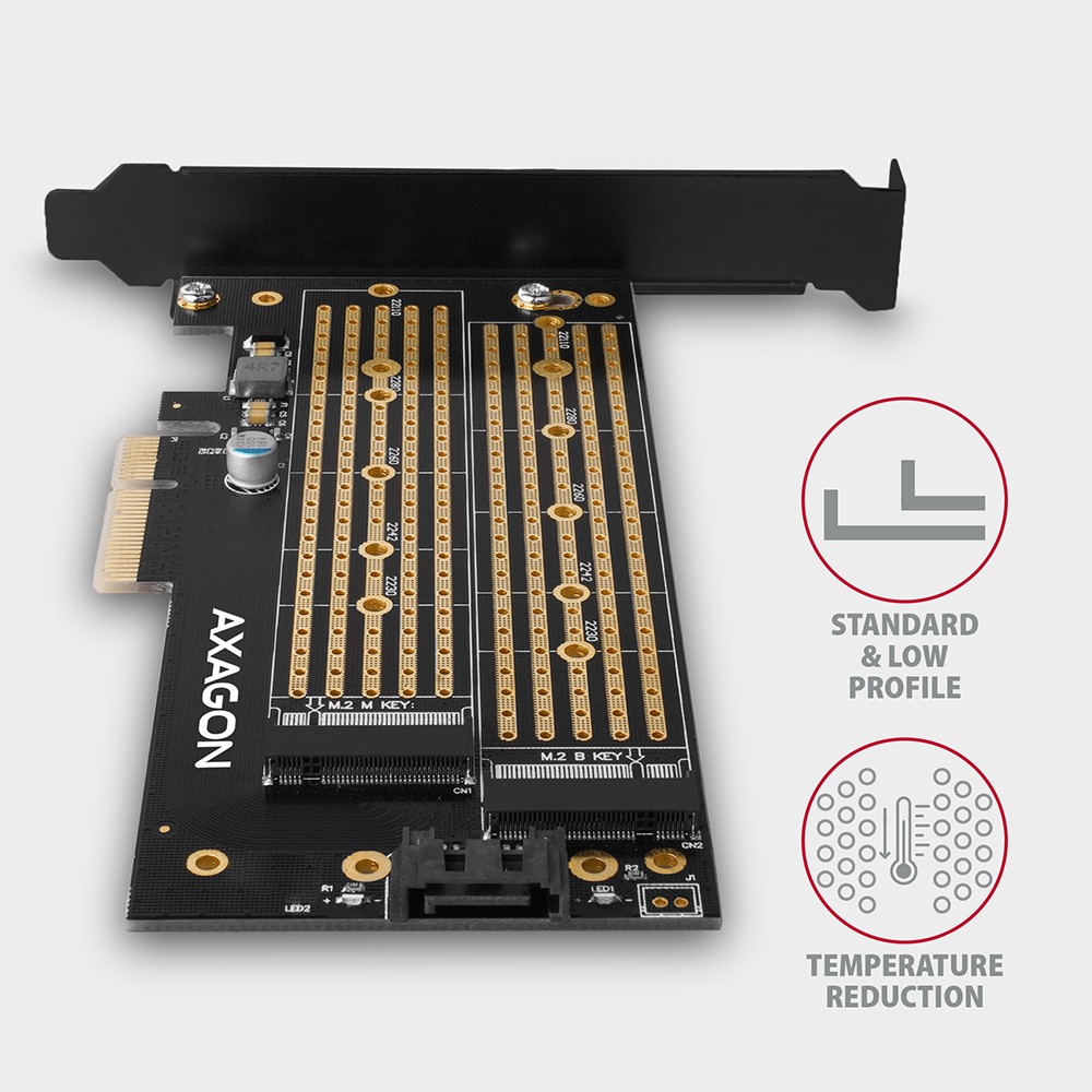 Notranji adapter PCIe x4 PCEM2-D za 1x M.2 NVMe + 1x SATA B-key 4