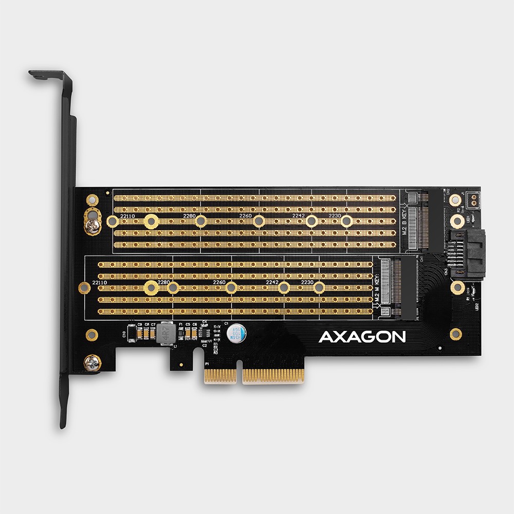 Notranji adapter PCIe x4 PCEM2-D za 1x M.2 NVMe + 1x SATA B-key 5