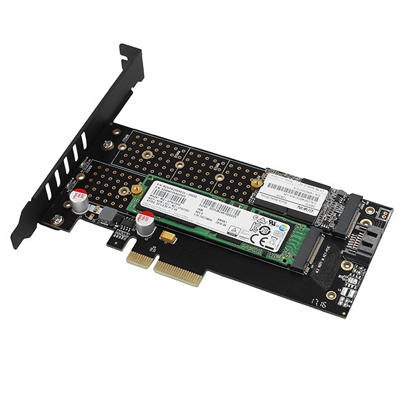 Adapter PCIe x4 PCEM2-DC za 1x M.2 NVMe + 1x SATA, z hladilnikom 8