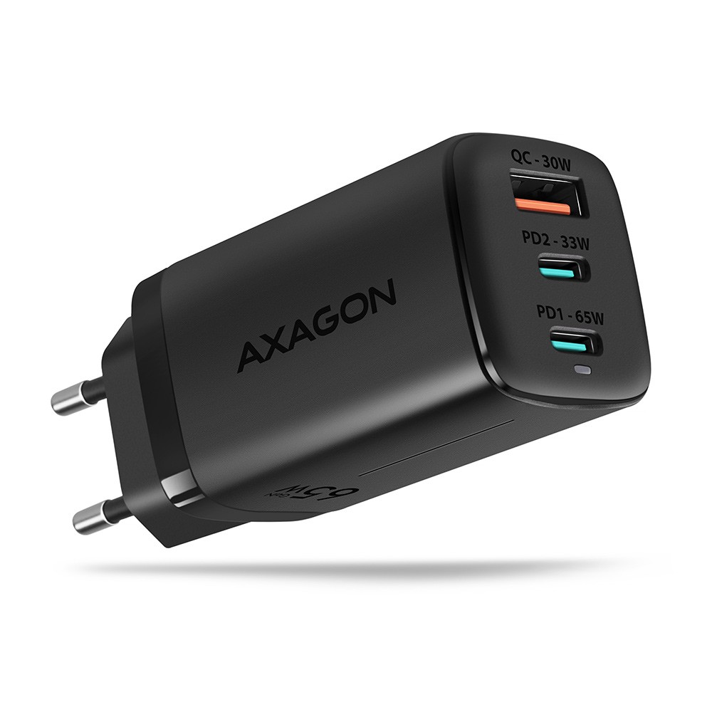 Polnilnik GaN ACU-DPQ65, 65W, 1x USB-A + 2x USB-C, PD3.0