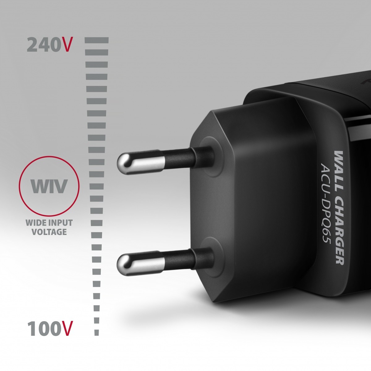 Polnilnik GaN ACU-DPQ65, 65W, 1x USB-A + 2x USB-C, PD3.0 3