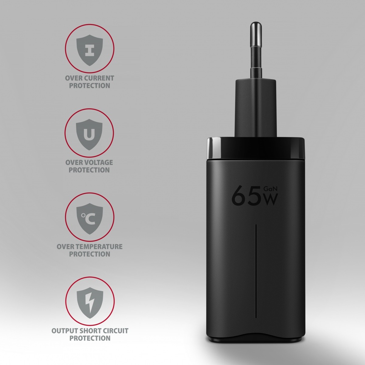 Polnilnik GaN ACU-DPQ65, 65W, 1x USB-A + 2x USB-C, PD3.0 5