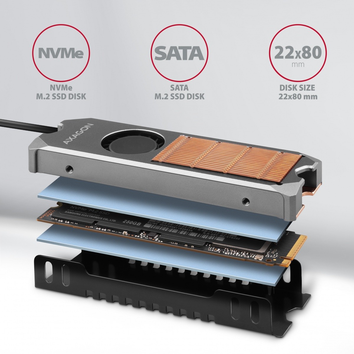 Baker radiator z ventilatorjem za M.2 SSD CLR-M2FAN 2
