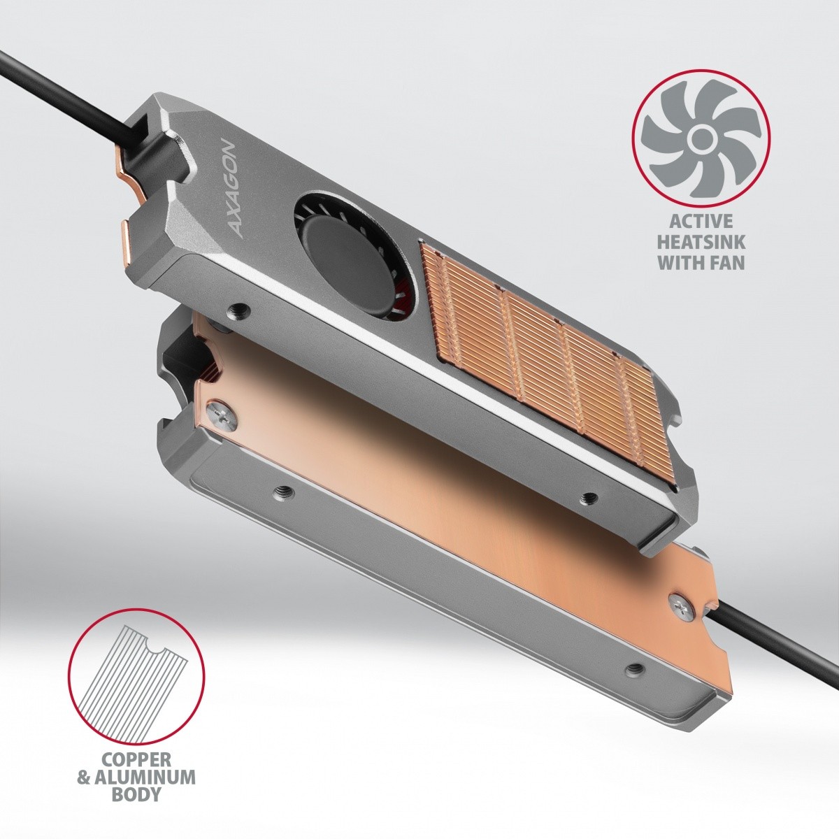 Baker radiator z ventilatorjem za M.2 SSD CLR-M2FAN 3