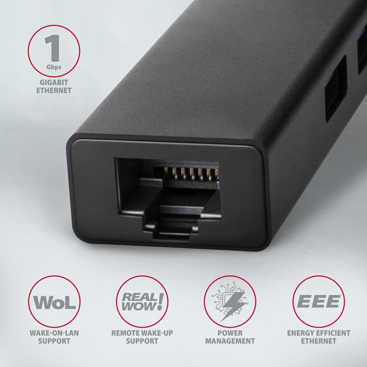 Večnamenski USB hub HMA-GL3A, 4v1, 5Gbps, 3x USB-A + GLAN 3