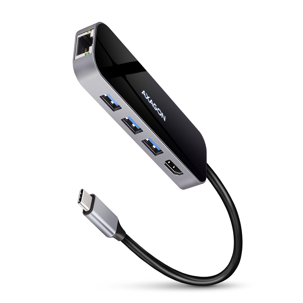 večportni USB hub, 6v1, 5Gbps, 3x USB-A, HDMI 4K/30Hz, GLAN, PD 100W
