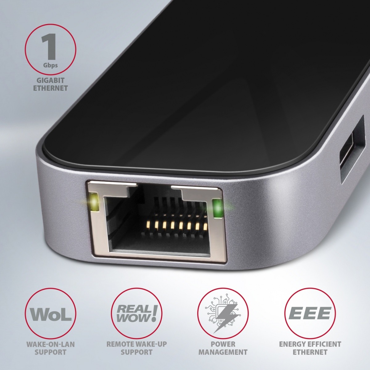 večportni USB hub, 6v1, 5Gbps, 3x USB-A, HDMI 4K/30Hz, GLAN, PD 100W 3