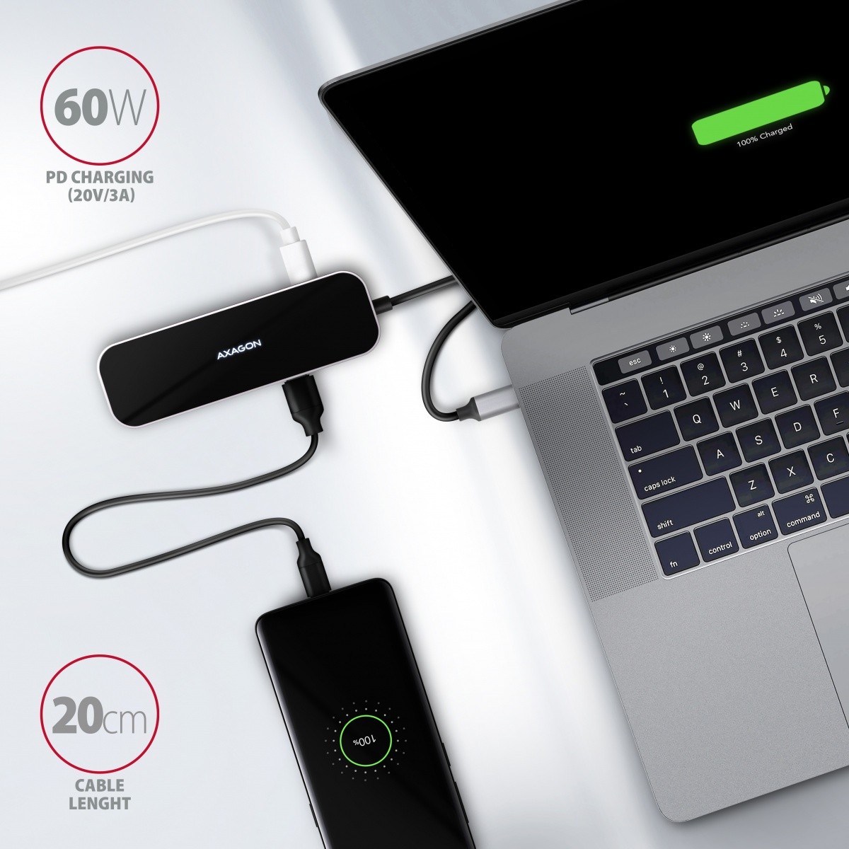 večportni USB hub, 6v1, 5Gbps, 3x USB-A, HDMI 4K/30Hz, GLAN, PD 100W 5