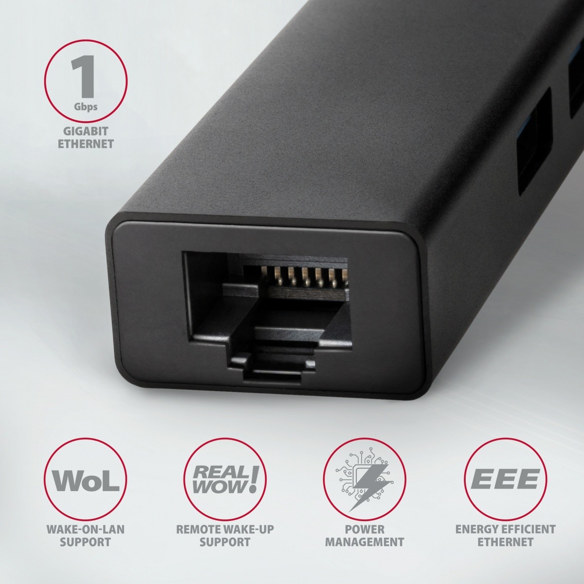 večportni USB hub, 4v1, 5Gbps, 3x USB-A + GLAN 3