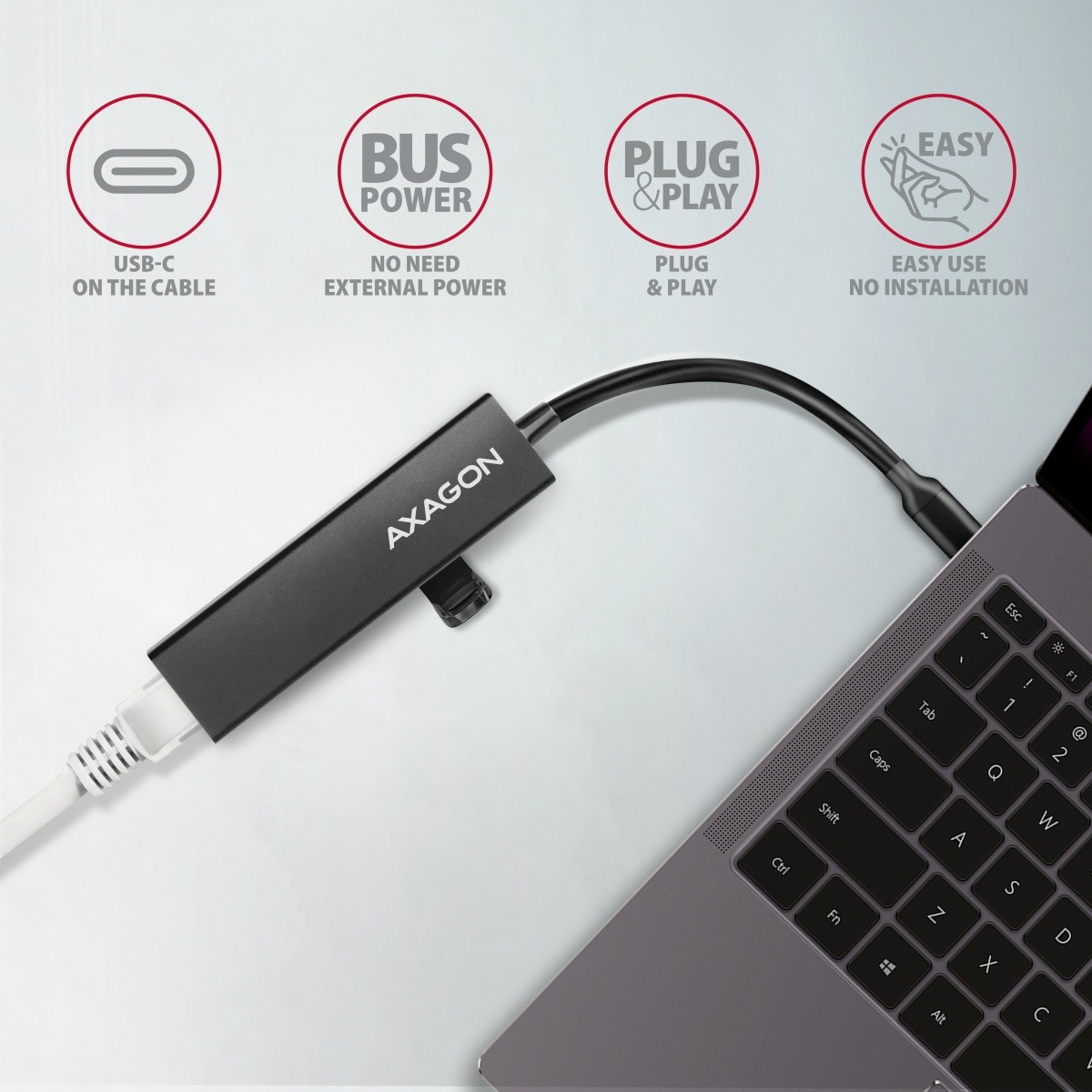večportni USB hub, 4v1, 5Gbps, 3x USB-A + GLAN 4