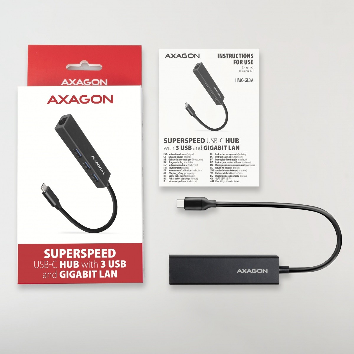 večportni USB hub, 4v1, 5Gbps, 3x USB-A + GLAN 6