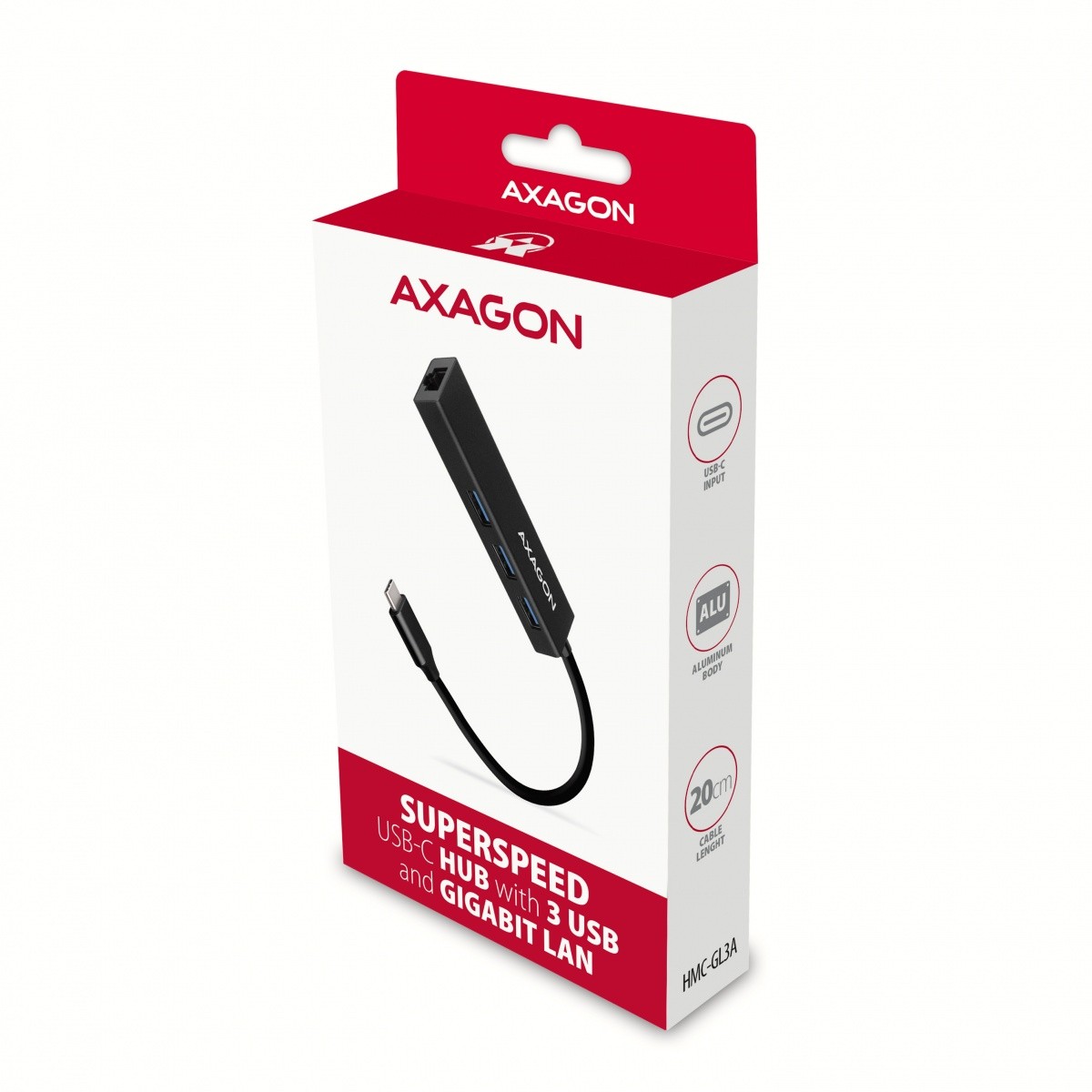 večportni USB hub, 4v1, 5Gbps, 3x USB-A + GLAN 7