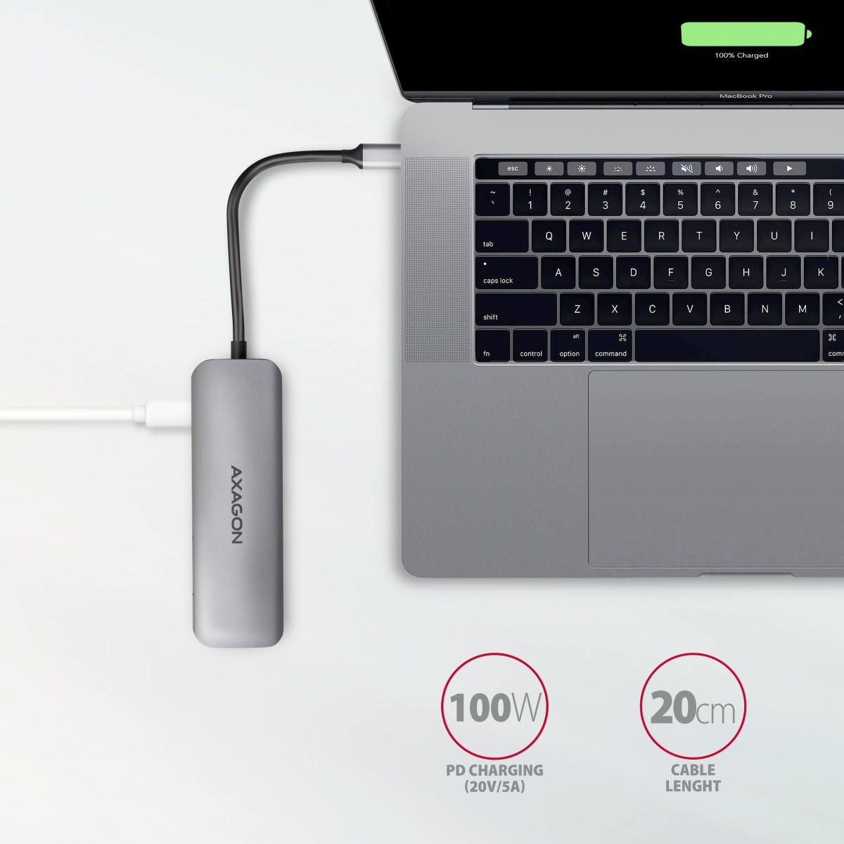 večportni USB hub, 5v1, 5Gbps, 2x USB-A, HDMI 4K/30Hz, SD/microSD, PD 100W 5