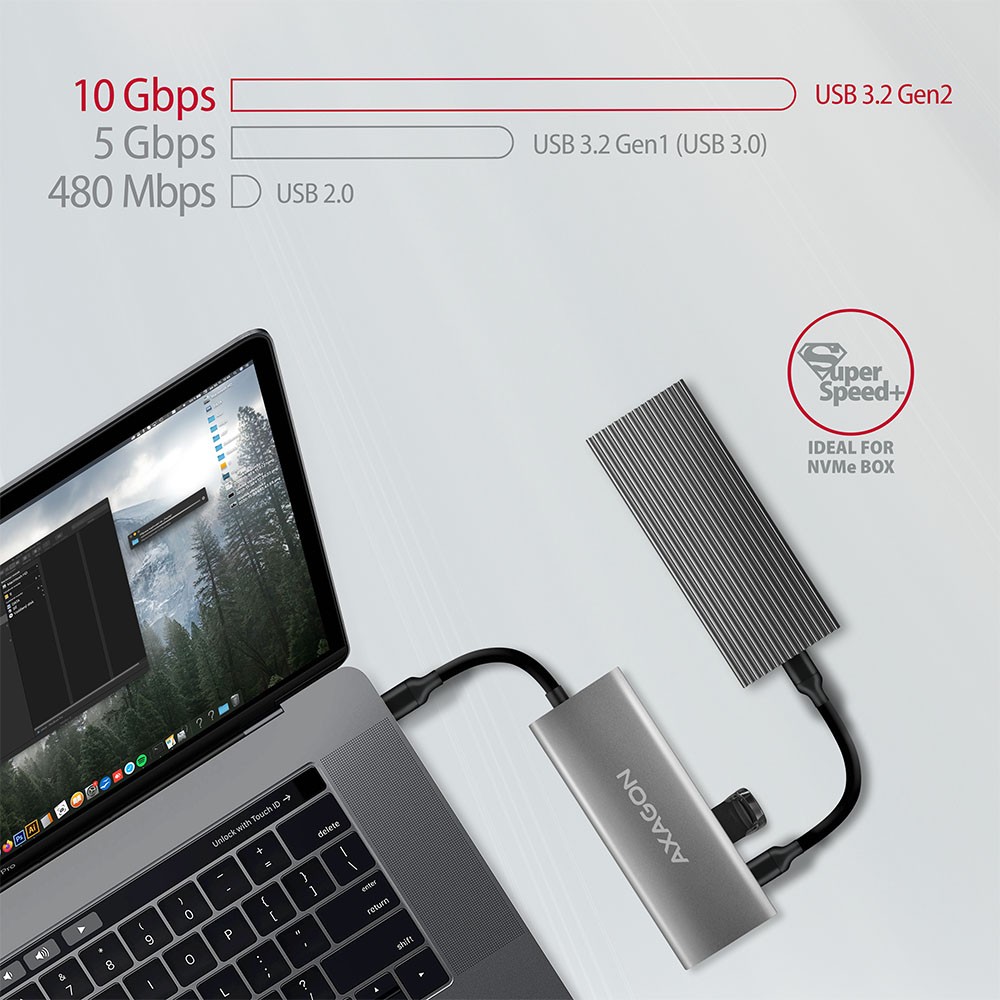 USB hub, 5v1, 10Gbps, 2x USB-A + 2x USB-C, HDMI 4K/60Hz, PD 100W 4
