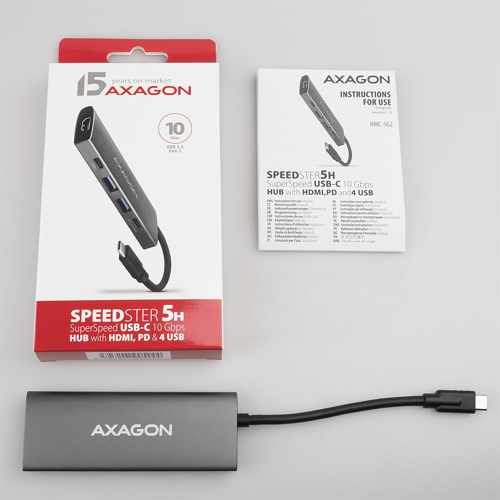 USB hub, 5v1, 10Gbps, 2x USB-A + 2x USB-C, HDMI 4K/60Hz, PD 100W 8