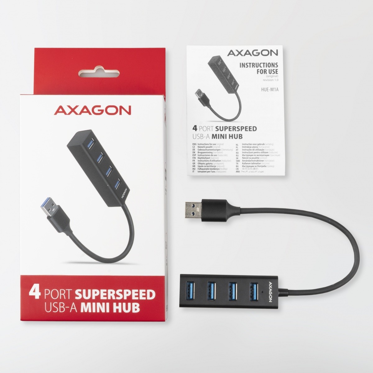 4-portni Mini USB 3.2 Gen 1 hub, ozek profil, 20cm USB-A kabel 5