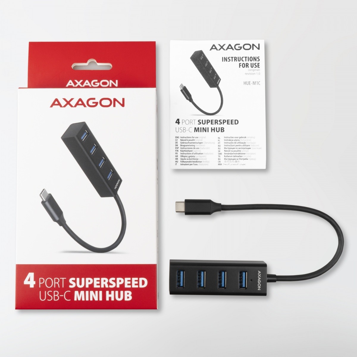 4-portni Mini USB 3.2 Gen 1 hub, ozek profil, 20cm USB-C kabel 5