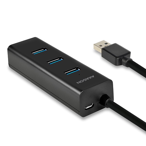 4-portni USB 3.2 Gen 1 hub za polnjenje, 30cm kabel, microUSB za dodatno napajanje 3