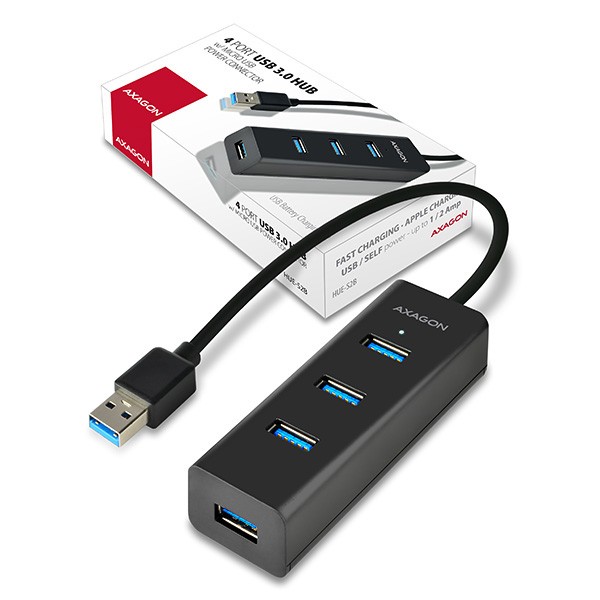 4-portni USB 3.2 Gen 1 hub za polnjenje, 30cm kabel, microUSB za dodatno napajanje 8