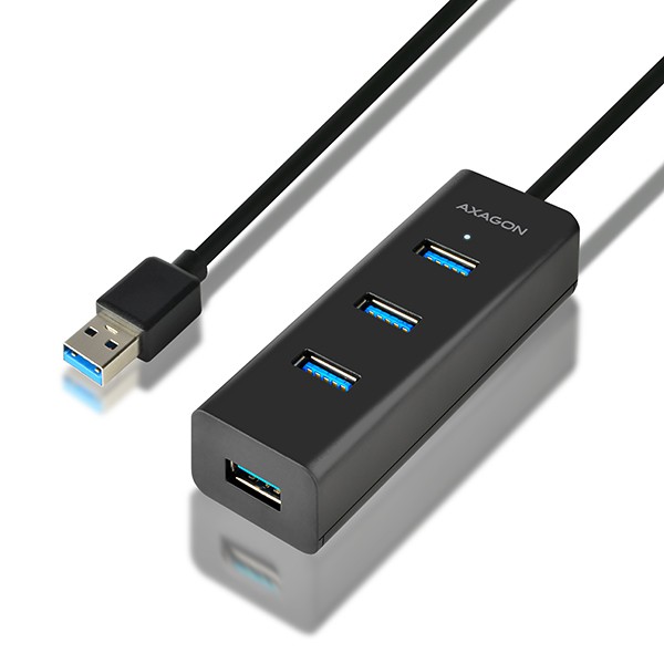 4-portni USB 3.2 Gen 1 hub za polnjenje, 1.2m kabel, microUSB za dodatno napajanje