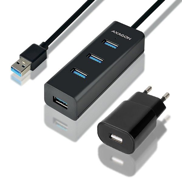 4-portni USB 3.2 Gen 1 hub za polnjenje, 1.2m kabel, AC adapter