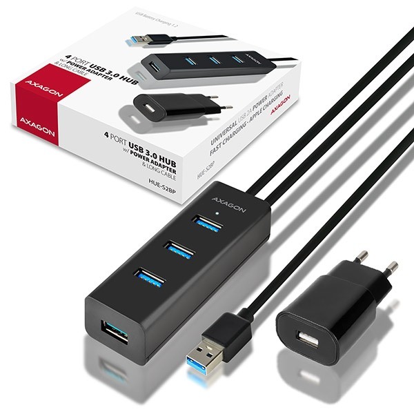 4-portni USB 3.2 Gen 1 hub za polnjenje, 1.2m kabel, AC adapter 6