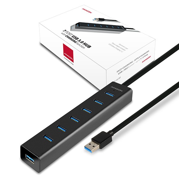 AXAGON HUB HUE-SA7BP USB 3.2 Gen 1 (7-portni, aluminij) 3