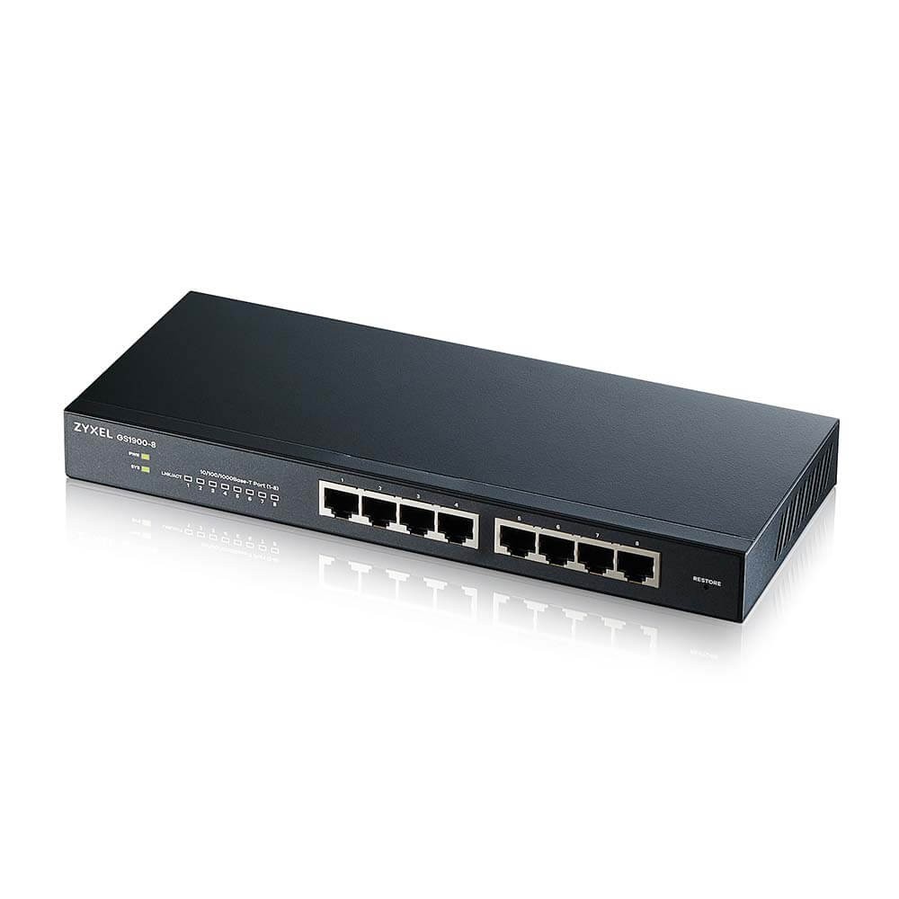 Upravljalno stikalo GS-1900-8, 8x1GbE RJ-45 3