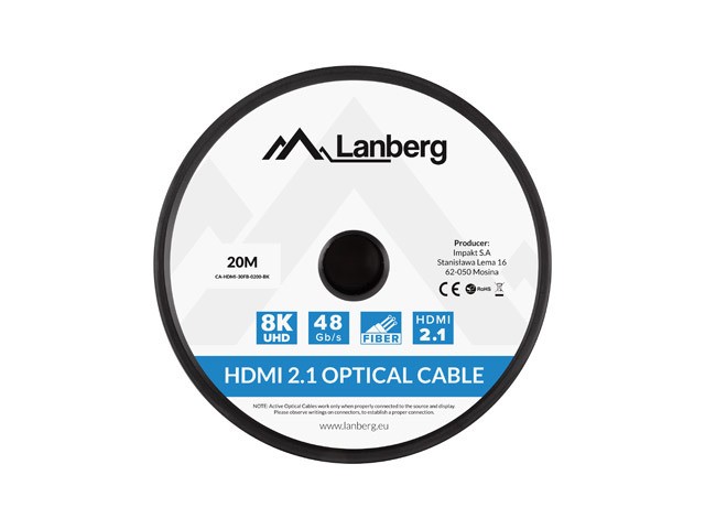 Lanberg HDMI M/M kabel v2.1 20M optični AOC 8K 4