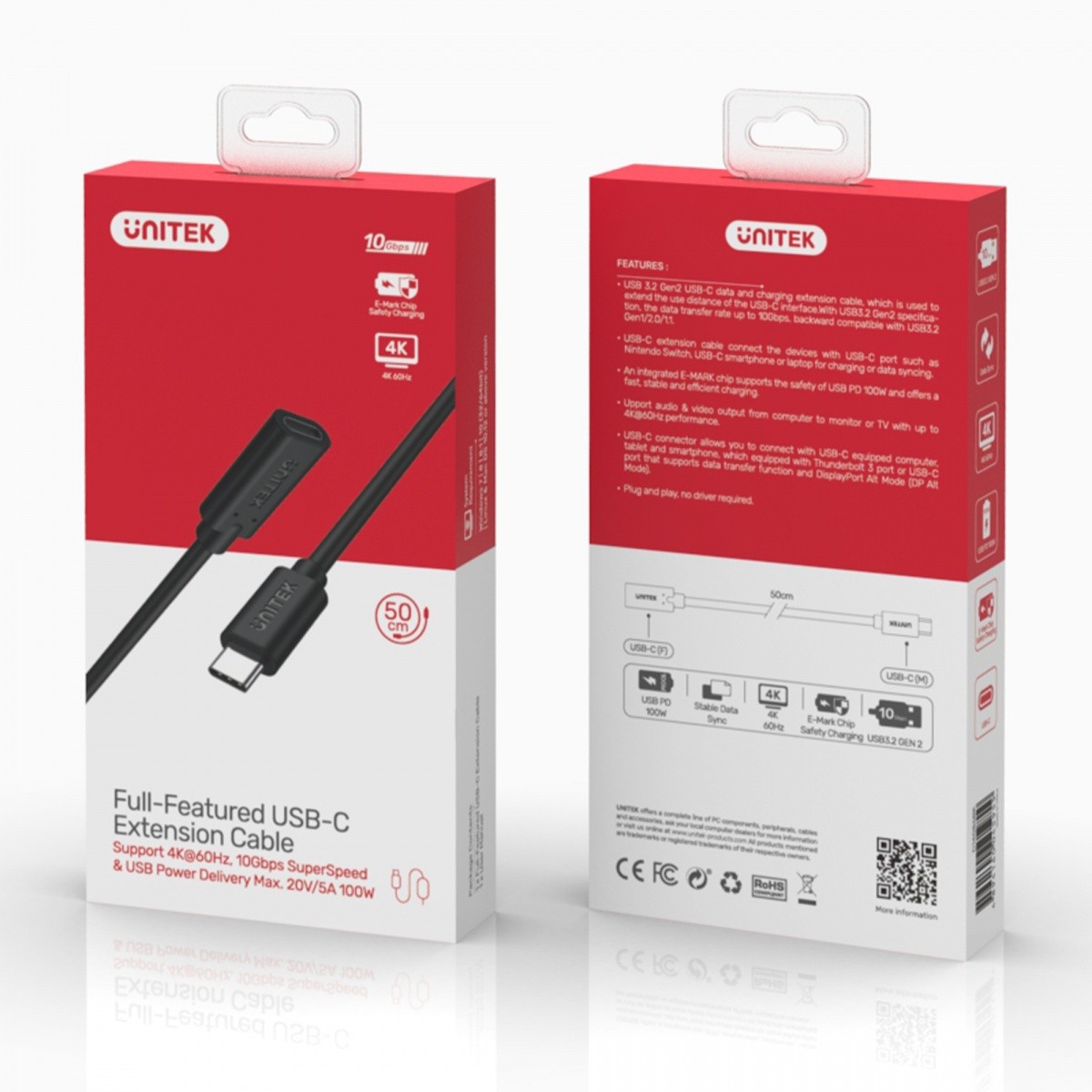 Podaljšek USB-C 3.1 Gen 2, 4K, PD 100W, 1,5m 2