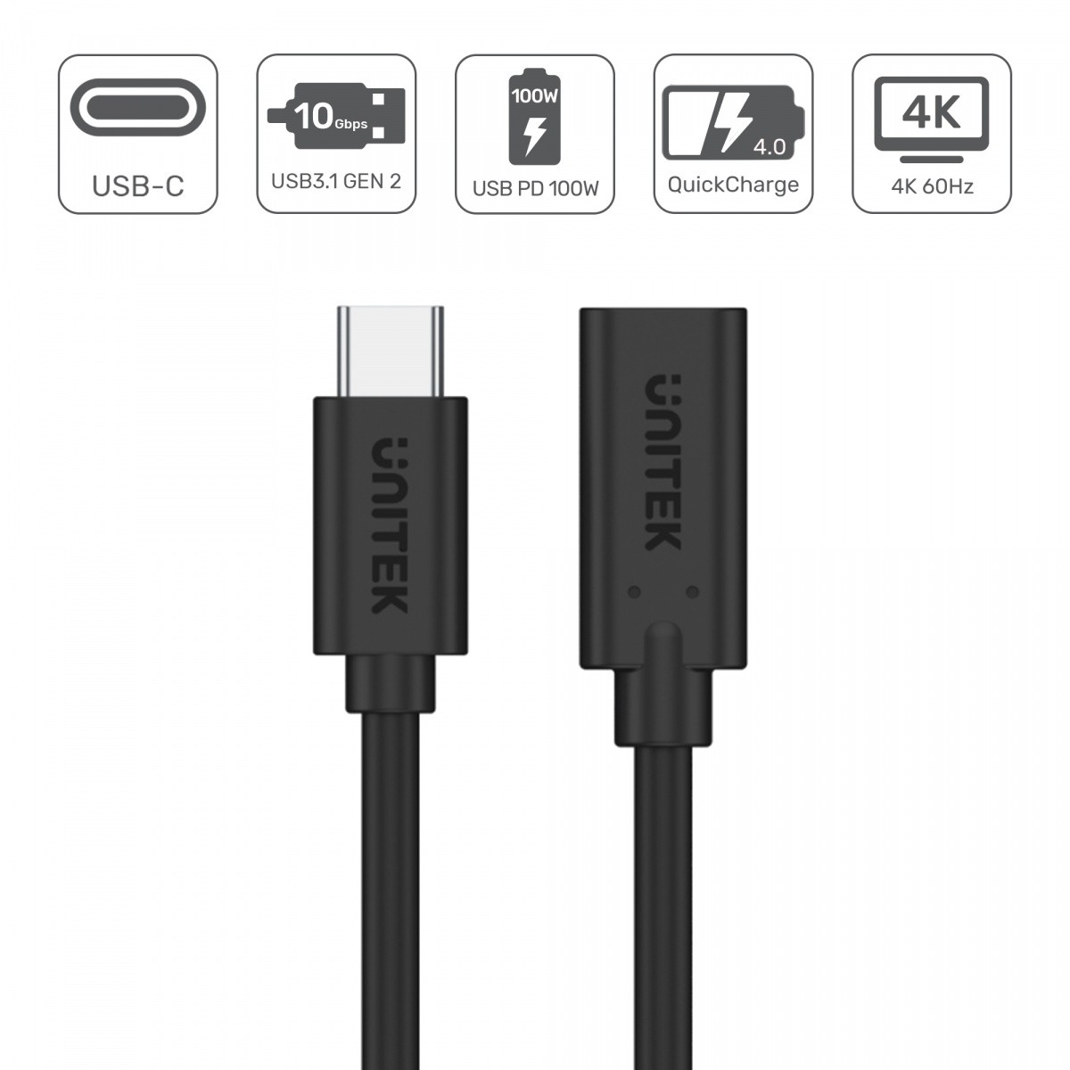 Podaljšek USB-C 3.1 Gen 2, 4K, PD 100W, 1,5m 3