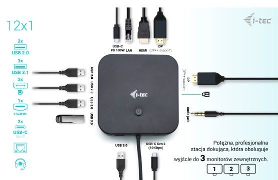 Dockska postaja USB-C + univerzalni polnilnik 100W 8