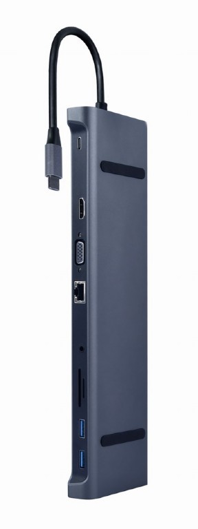 Gembird USB-C Hub z PD, GbE, VGA, HDMI, 3xUSB 3.1, čitalnik kartic SD