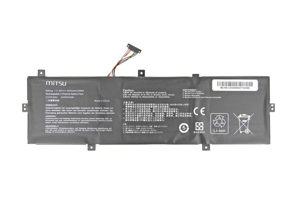 Baterija za Asus UX430, 3400mAh (39Wh), 11.55V 2