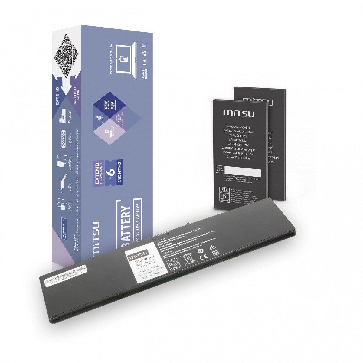 Baterija za Dell E7440, 3100mAh (34Wh), 11.1-10.8V