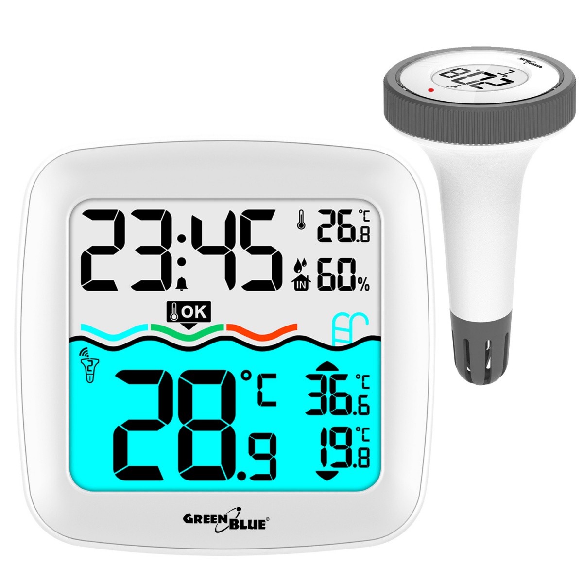 GreenBlue bazenski termometer s postajo GB216