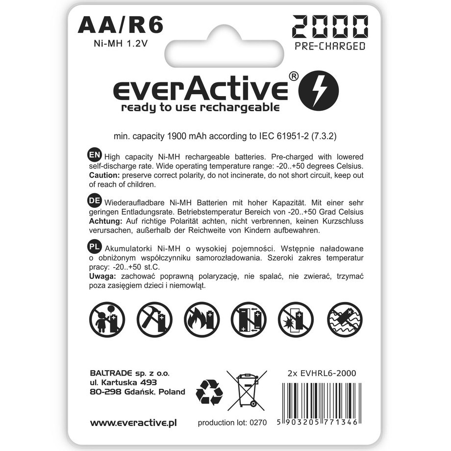 Baterije AA (R6) 2000mAh, 2 kosa, Ready To Use 2
