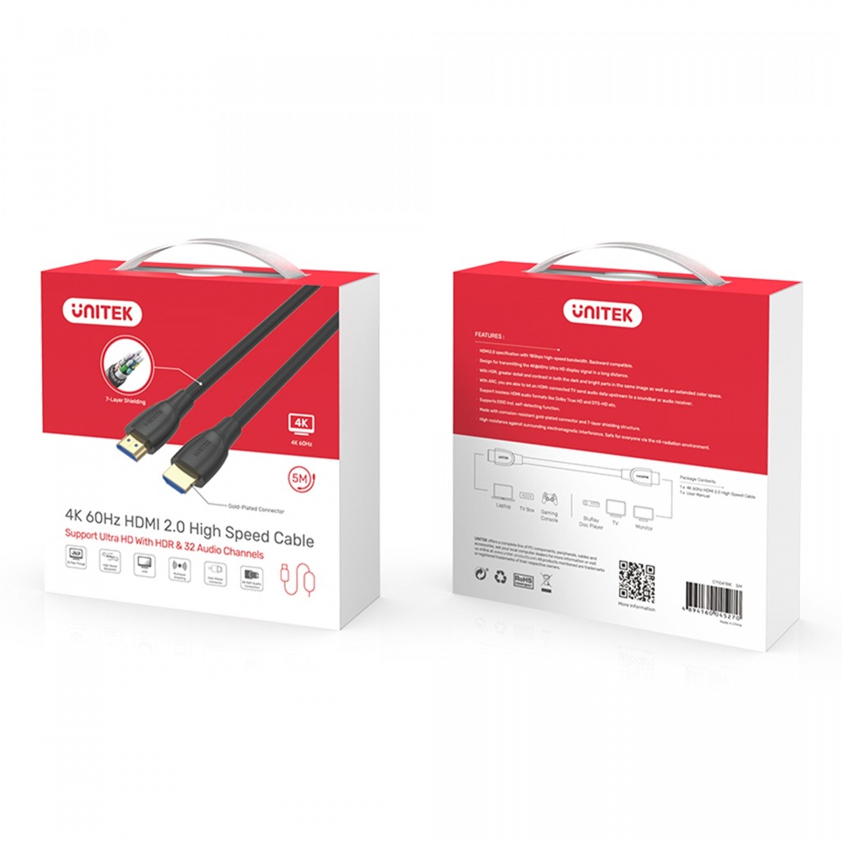 Unitek HDMI kabel High Speed 2.0, 4K, 7m (C11068BK) 2