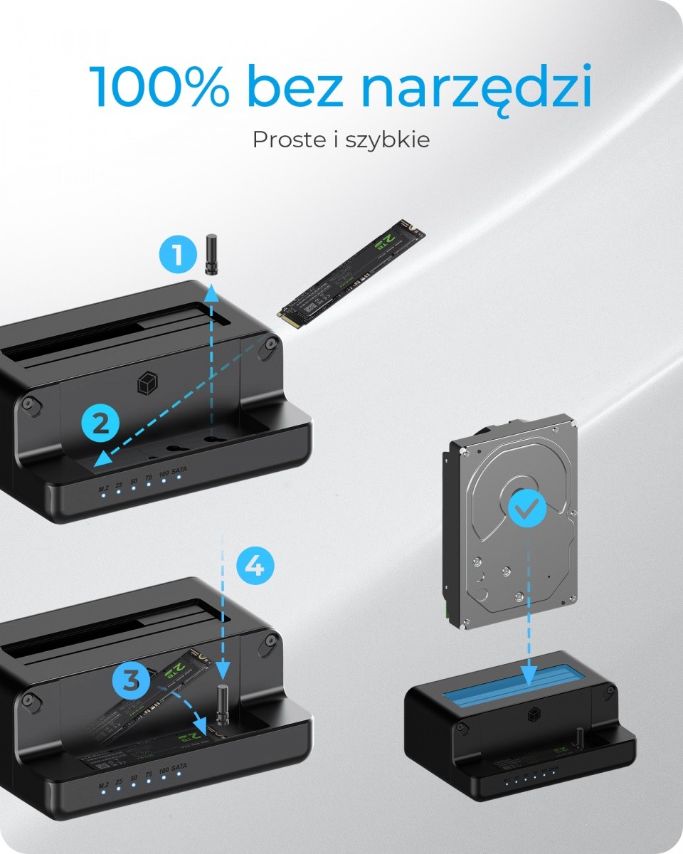 Dvojna zunanja enota za SSD M.2 NVMe diske (2,5" in 3,5") 8