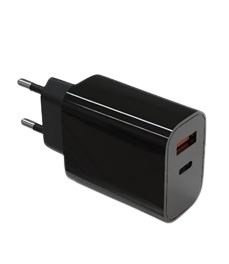 TB Omrežni polnilnik, 2x 3A USB-C + USB-A PD, črn