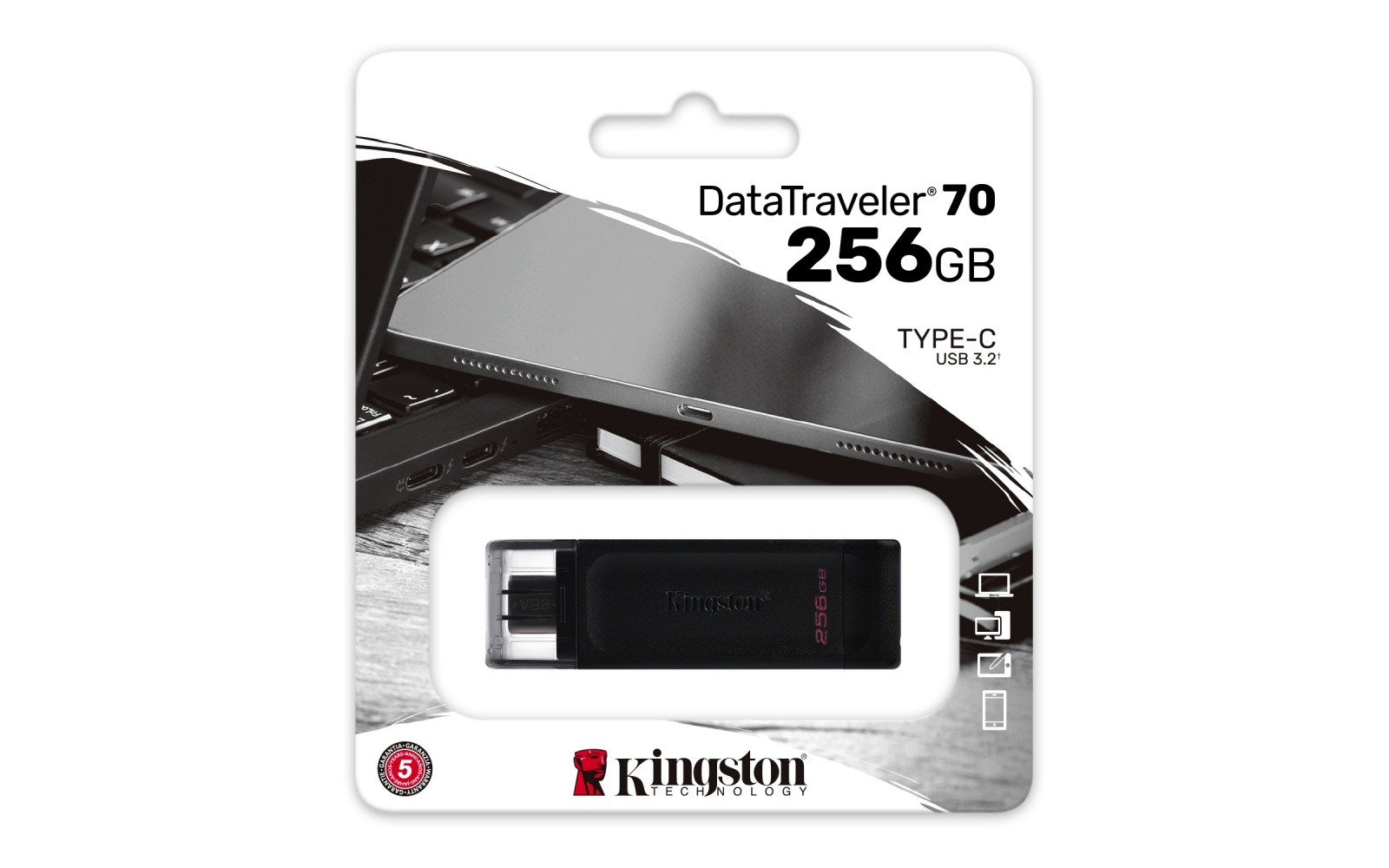 USB ključek Kingston DataTraveler 70, 256GB, USB-C 3.2 4